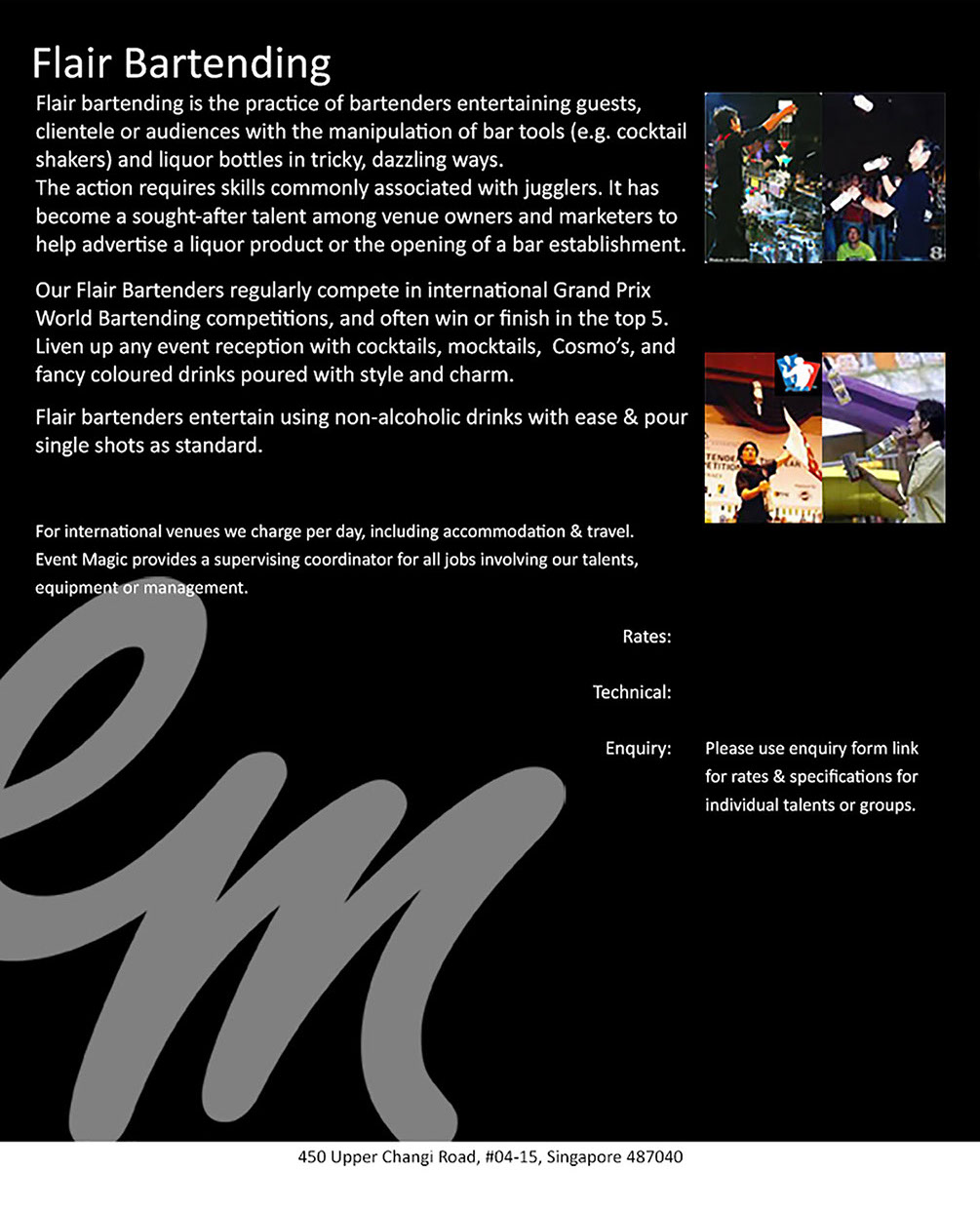 Flair Bartender for hire Singapore, Singapore Bartender for hire