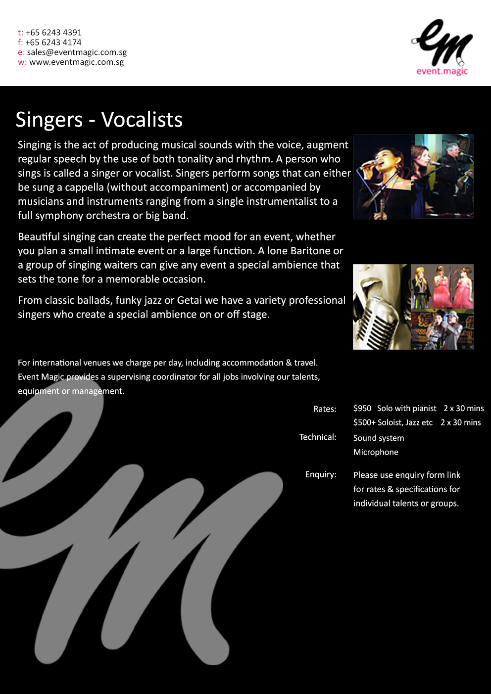 Singers for Hire Singapore, Choir for hire Singapore, Vocalist for hire Singapore, Acapella Singapore Singers,