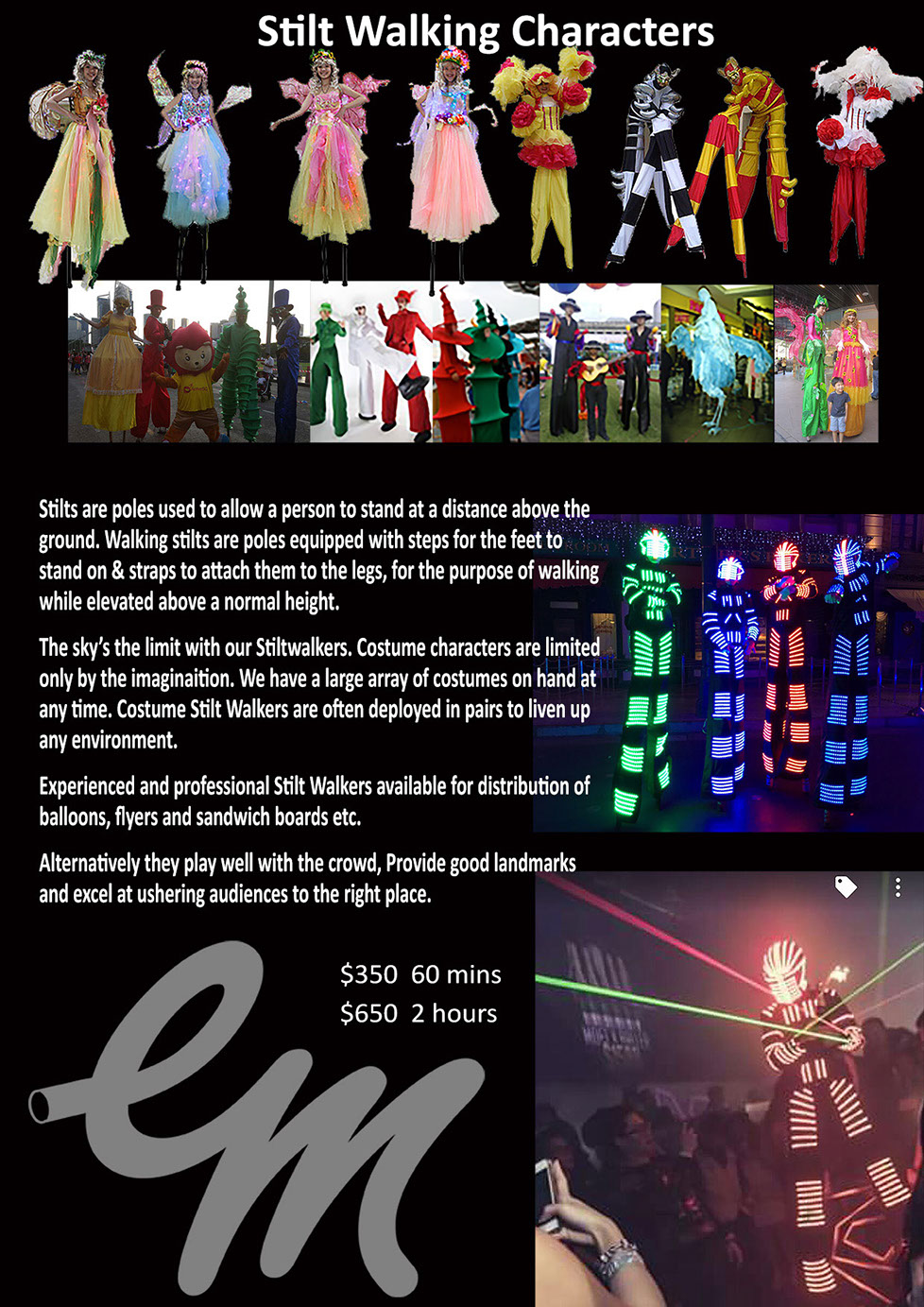 Stilt Walker for hire Singapore, Stilts Singapore, Bouncing Stilts Singapore, Stilt Characters for hire Singapore, Jumping Stilts Singapore,