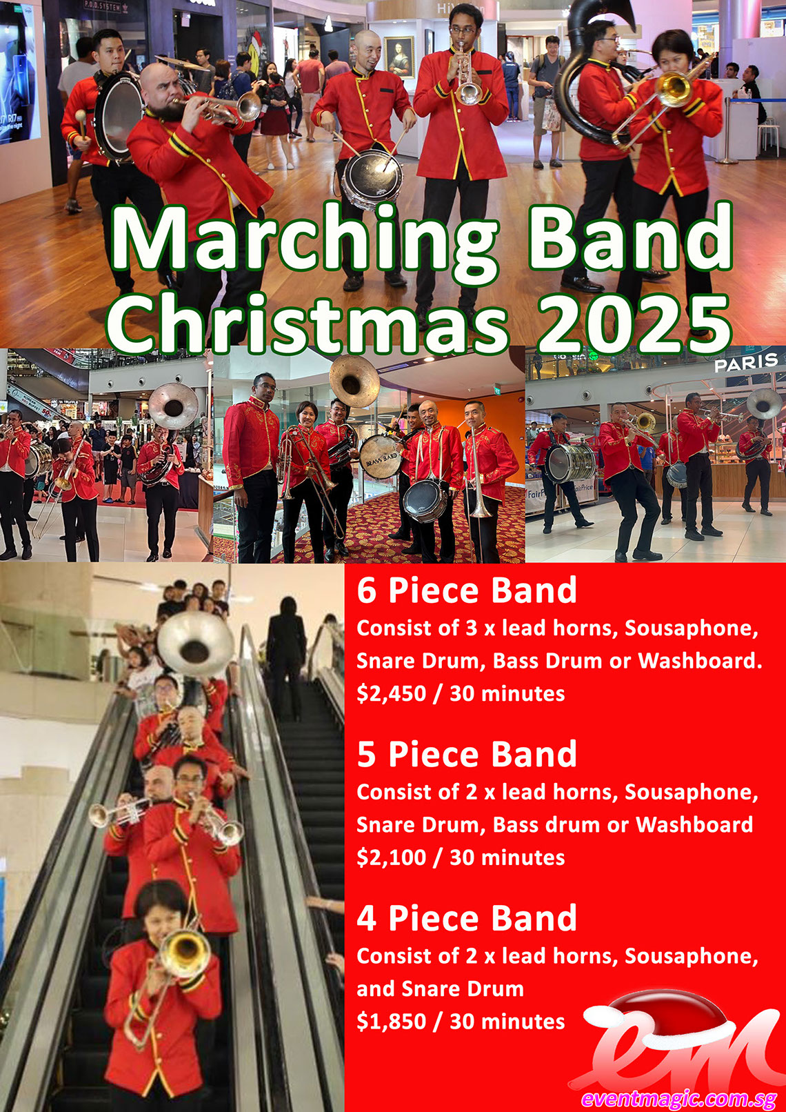 Christmas Marching Band Singapore Hire Santa Claus Singapore, Singapore santa, , Carol singing Singapore